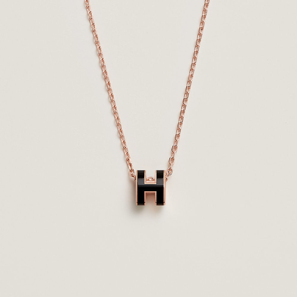 Hermes Mini Pop Black 18K Gold Necklace
