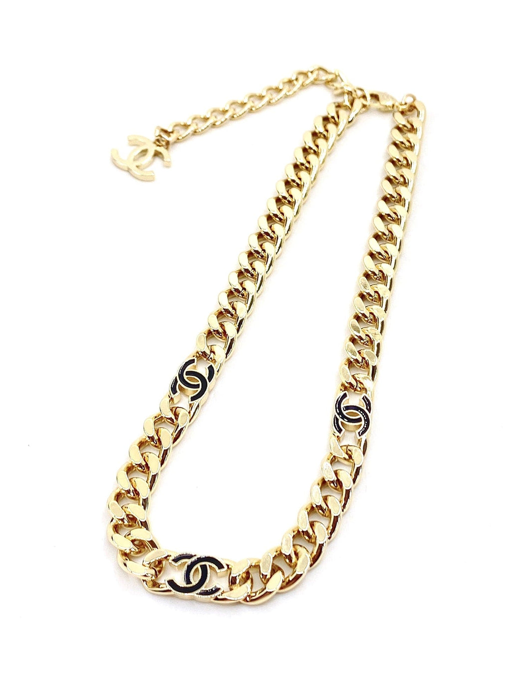 Chanel Black Chain 18K Gold Necklace