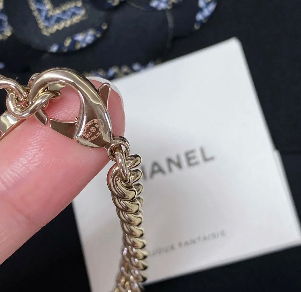 Chanel Rhinestone Star Chain 18K Gold Necklace