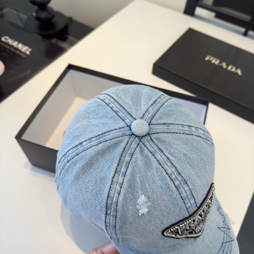 Vintage Washed Denim Baseball Cap, Adjustable Streetwear Hat