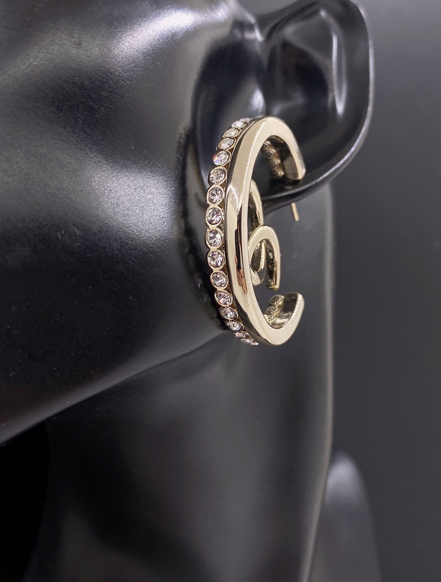 Chanel Circle Crystals 18K Gold Earrings