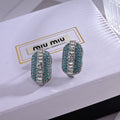 Miu Green Crystals 18K Gold Earrings