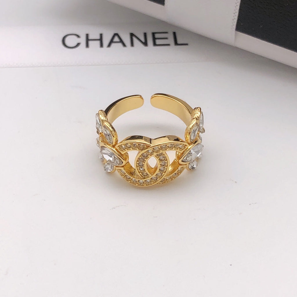 Chanel Flower Crystals 18K Gold Ring