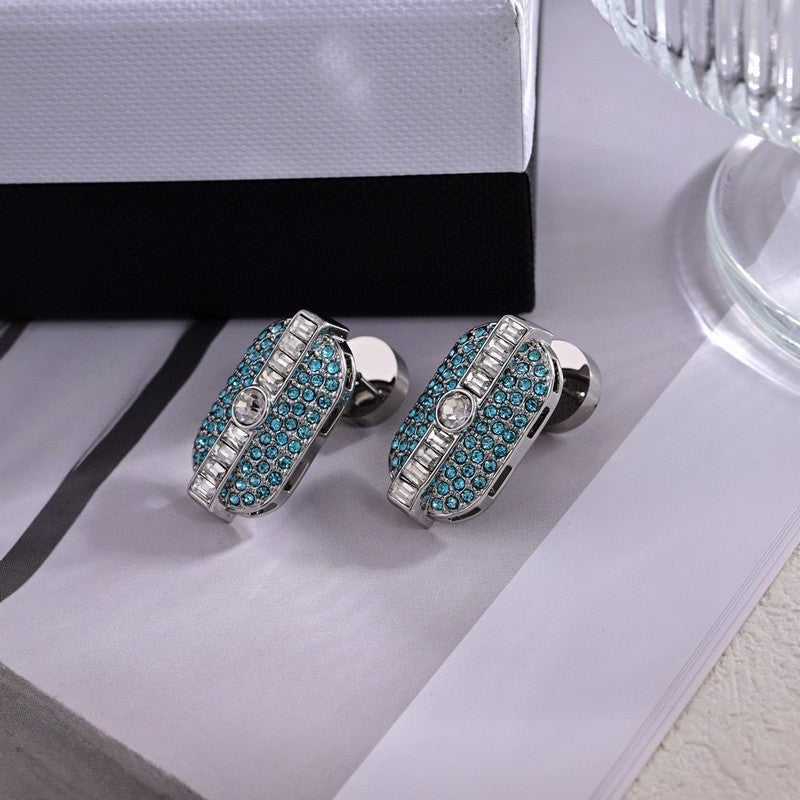 Miu Green Crystals 18K Gold Earrings