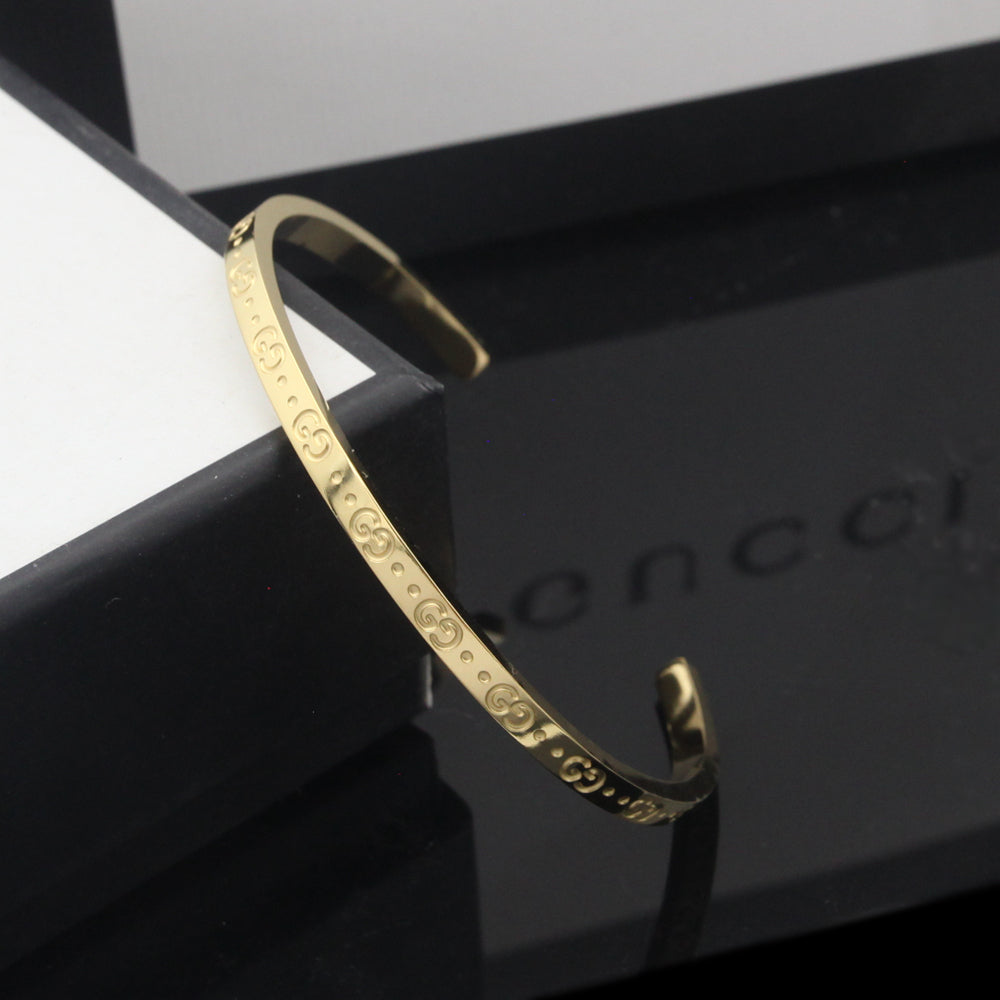 Gucci Double Icon Open Cuff 18K Gold Bracelet